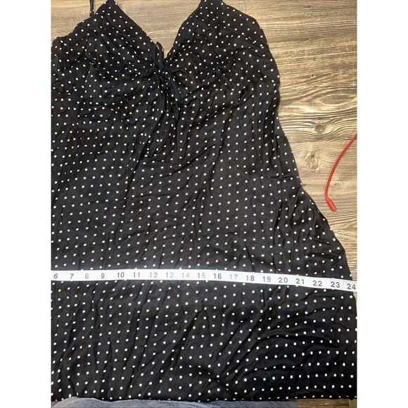 Women's Ruched Front Maxi Slip Dress Wild Fable Black Polka Dots Size XL. NWT. G - Picture 8 of 9